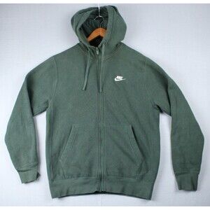 Nike Sportswear Club Fleece Full Zip Up Hoodie Mens Small Green Swoosh Logo